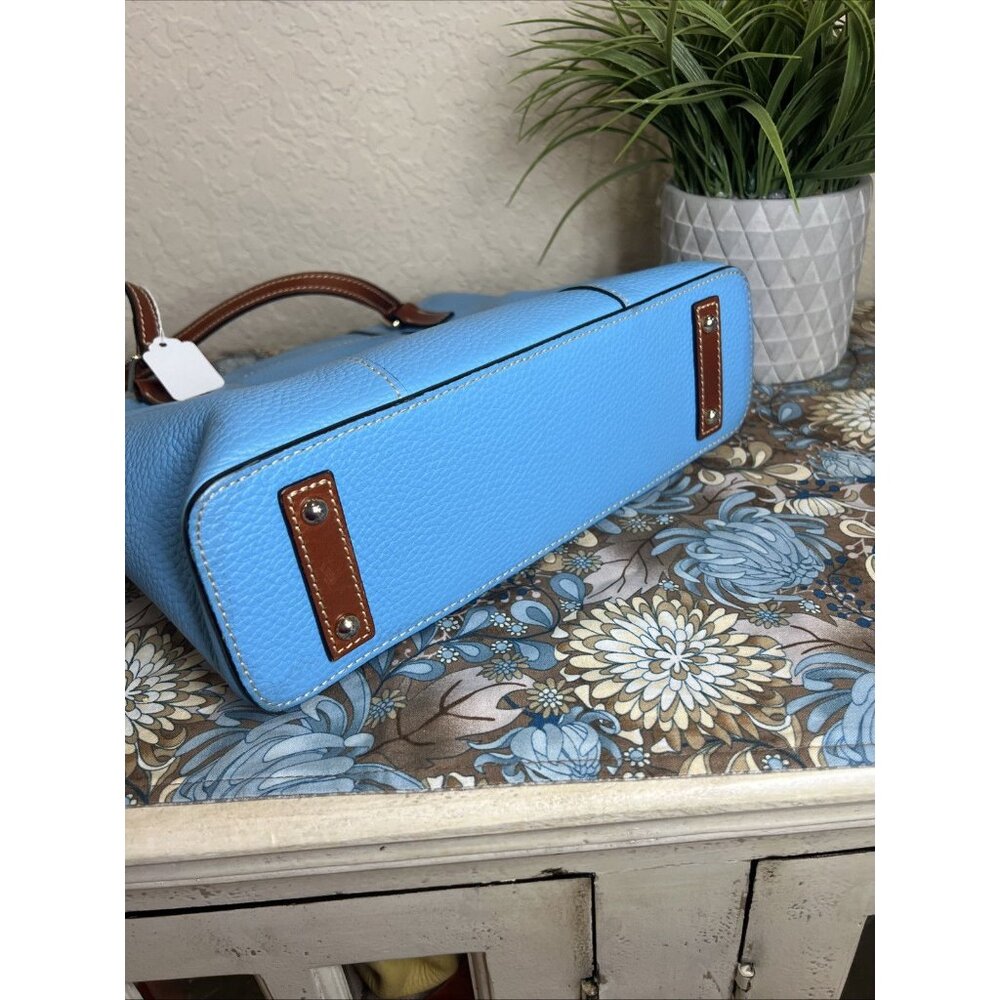 Dooney and Bourke Pebble Grain Small Lexington Tote Leather Sky Blue Purse - Picture 3 of 14